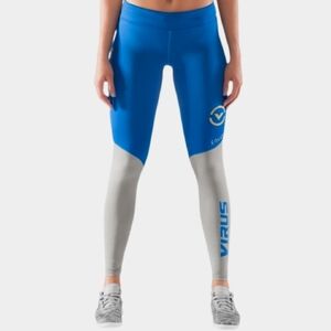 Virus Women's Blue Gray Compression Crossfit‎ Workout Leggings Large